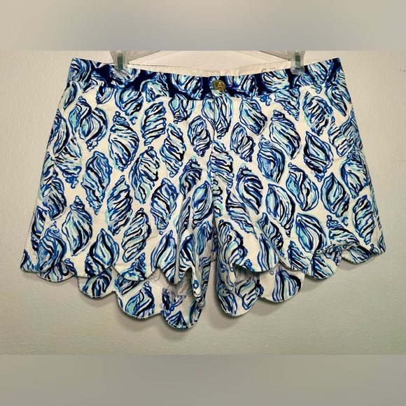 LILLY PULITZER Women's 6 Blue Seashell Buttercup Scallop Shorts 5" Beach Preppy - Picture 5 of 7